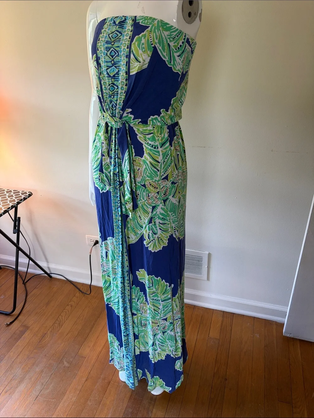 Lilly Pulitzer Navy, Green & Aqua Strapless Maxi Dress - Picture 5 of 5